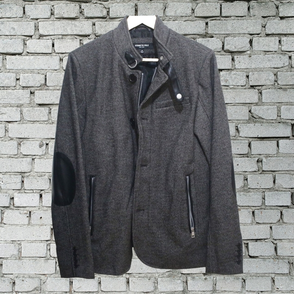 Kenneth Cole Men's XL Blazer Jacket Charcoal, textured Elbow Patches - Picture 1 of 9
